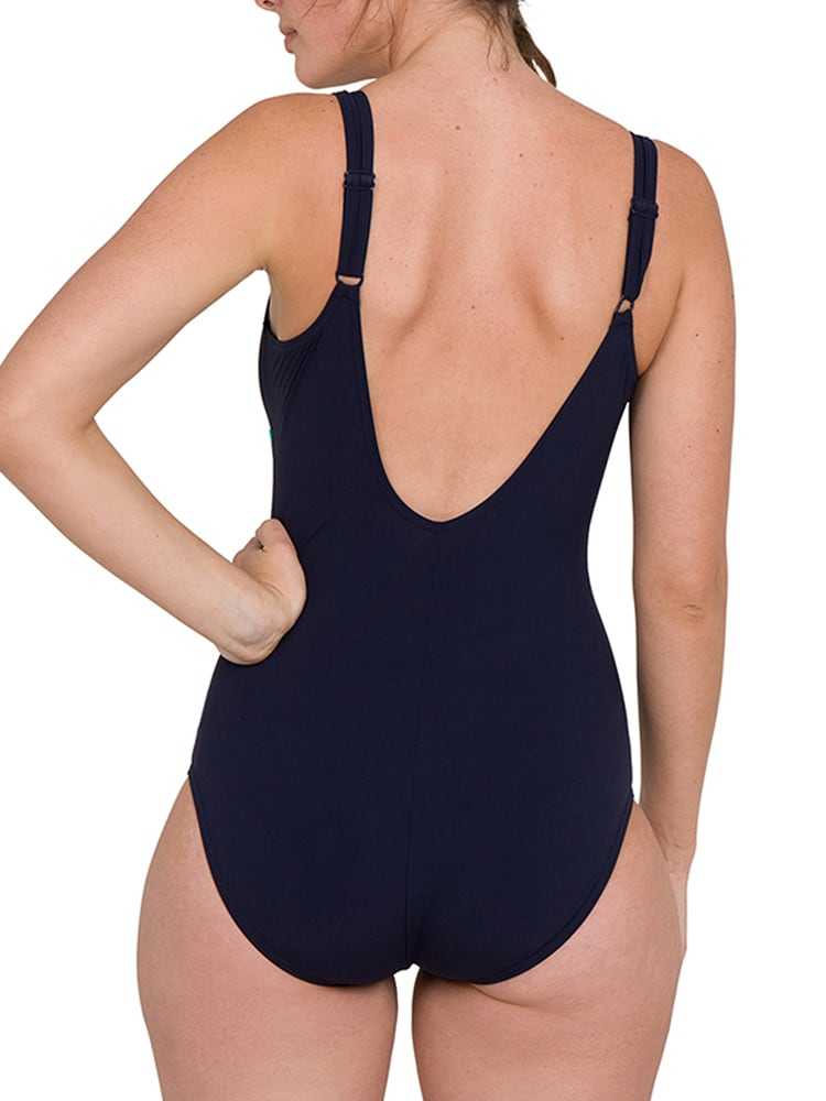 Speedo Contourluxe women's one-piece swimsuit - navy blue with turquoise accents
