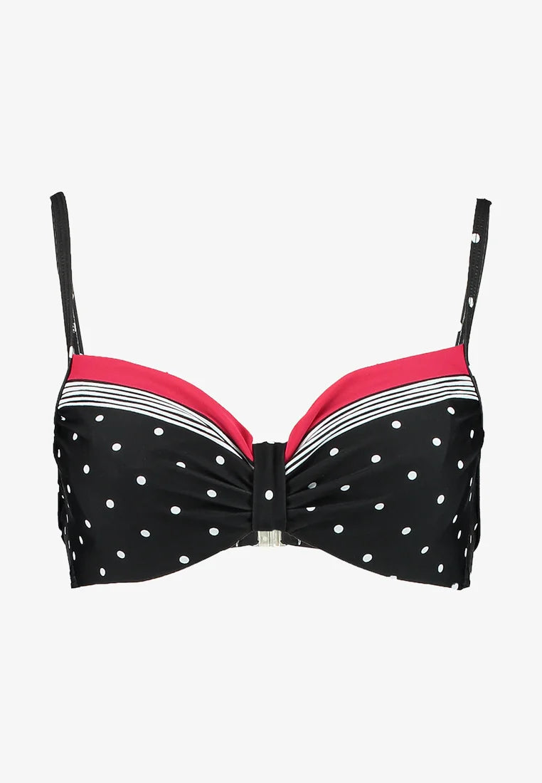 Swimsuit top with underwire season 2025 Lascana, black with dots