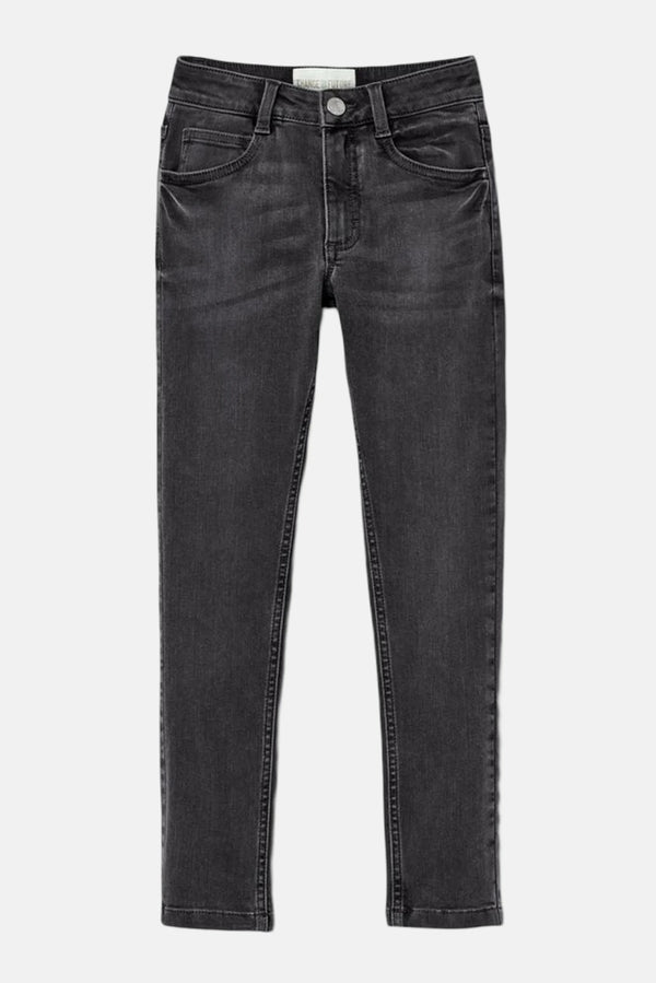 Детски памучни тесни дънки за момиче с висока талия, сиви