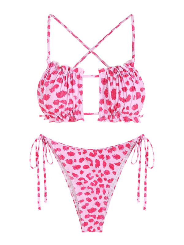Zaful Two-piece swimsuit, pink with leopard print