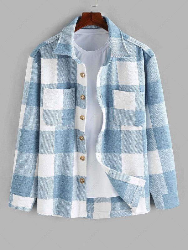 ZAFUL Мъжка риза каре в синьо и бяло