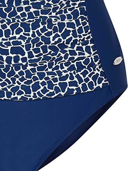 One-piece swimsuit with SUSA print, blue