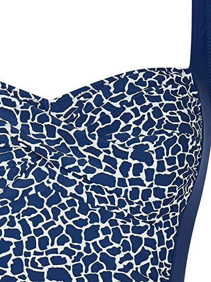 One-piece swimsuit with SUSA print, blue