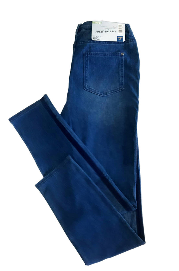 Детски памучни еластични дънки, тъмно сини