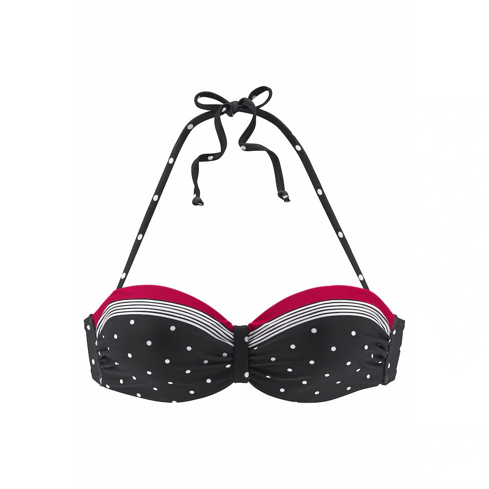Swimsuit top with underwire season 2025 Lascana, black with dots