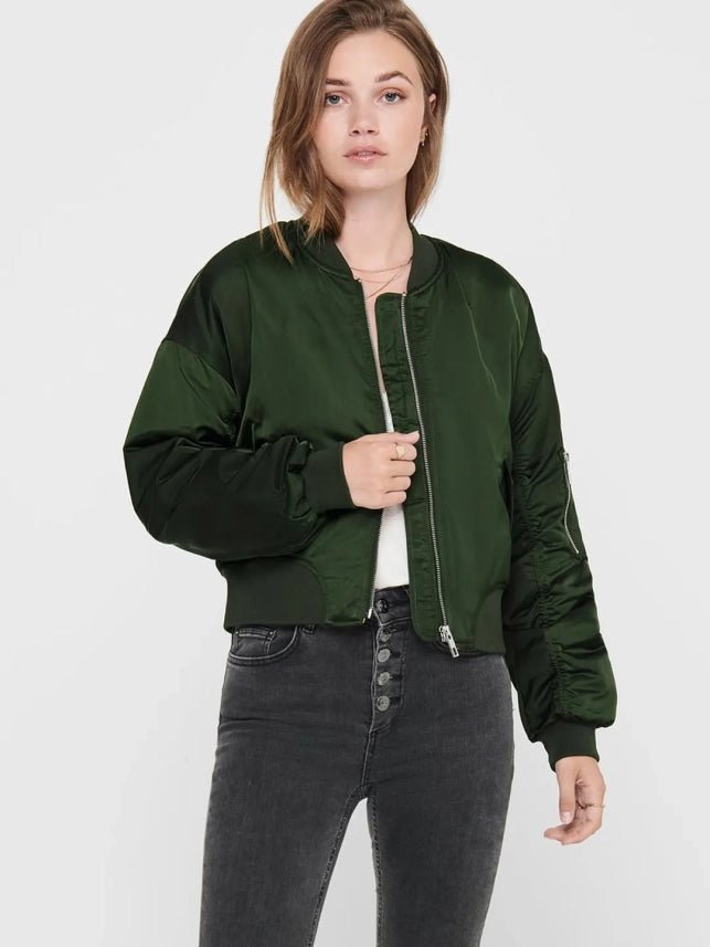 Women's bomber jacket in olive green color ONLY