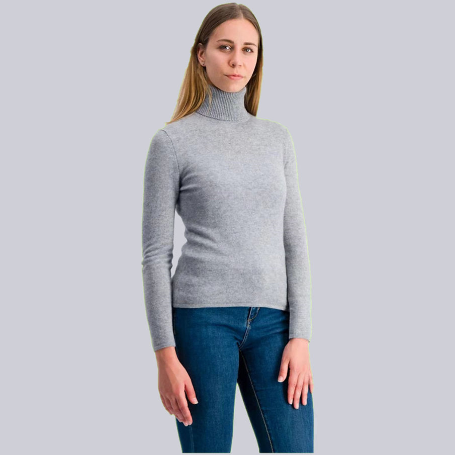 Дамски пуловер с висока яка 100% кашмир JL de la Tour