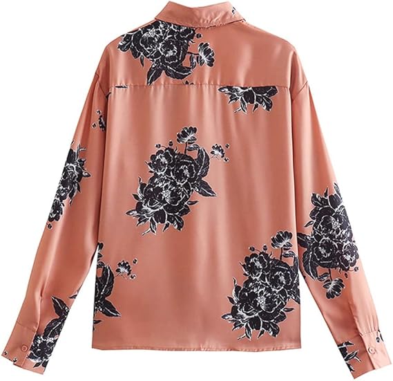 NNWM Women's long-sleeved shirt, beige with flowers