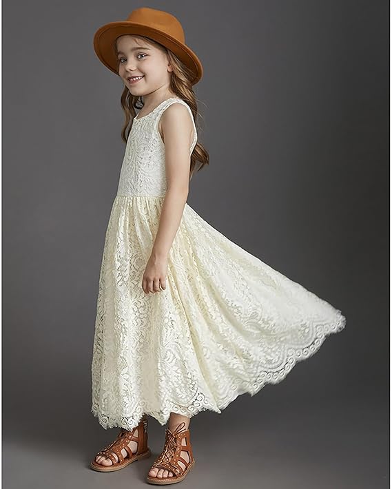 Дантелена рокля тип "Принцеса" Bibihou, екрю