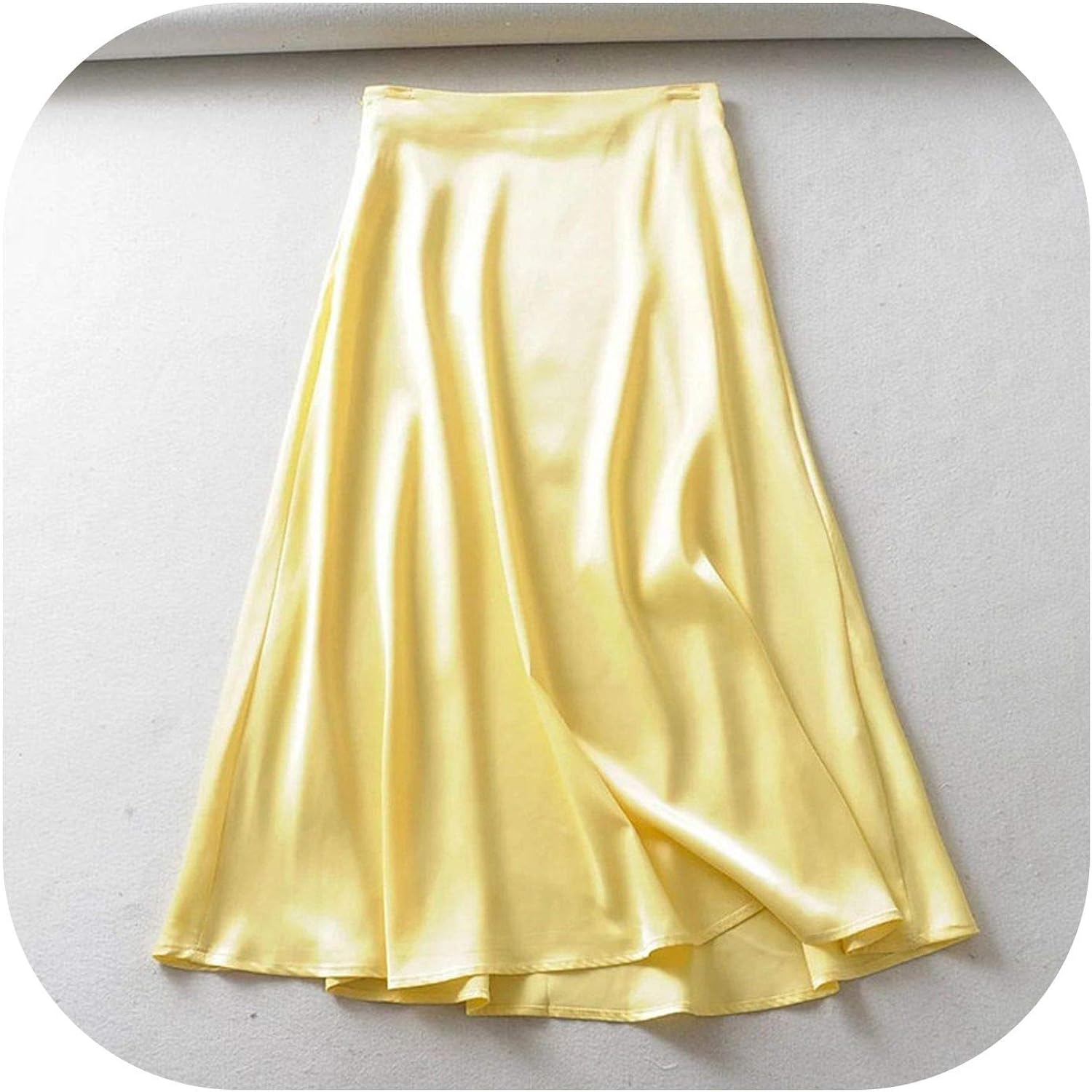 Set Summer satin skirt mid-length, yellow
