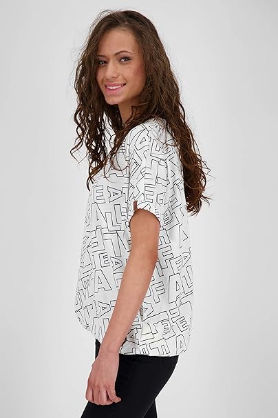 Alife & Kickin Дамска памучна блуза с къс ръкав, бяла с принт лого