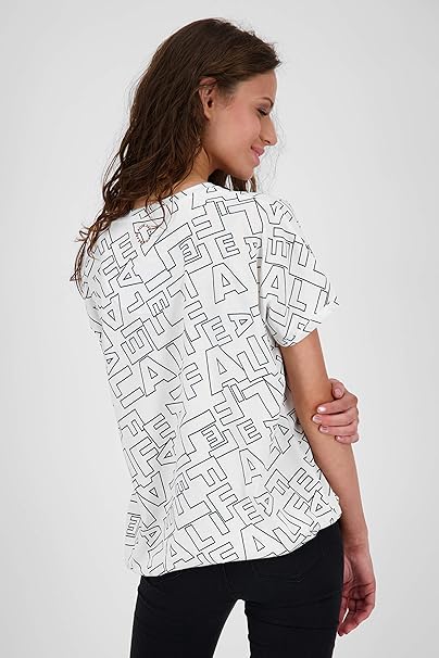 Alife & Kickin Дамска памучна блуза с къс ръкав, бяла с принт лого