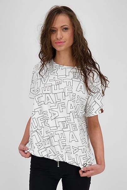 Alife & Kickin Дамска памучна блуза с къс ръкав, бяла с принт лого