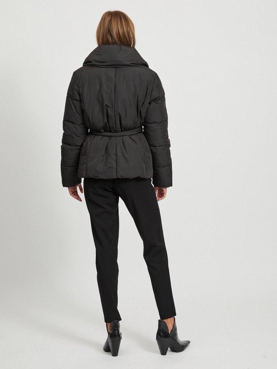 Vila, Women's padded winter jacket with belt, black