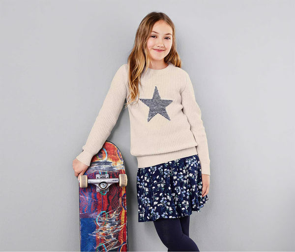 Детски плетен пуловер от органичен памук, бял