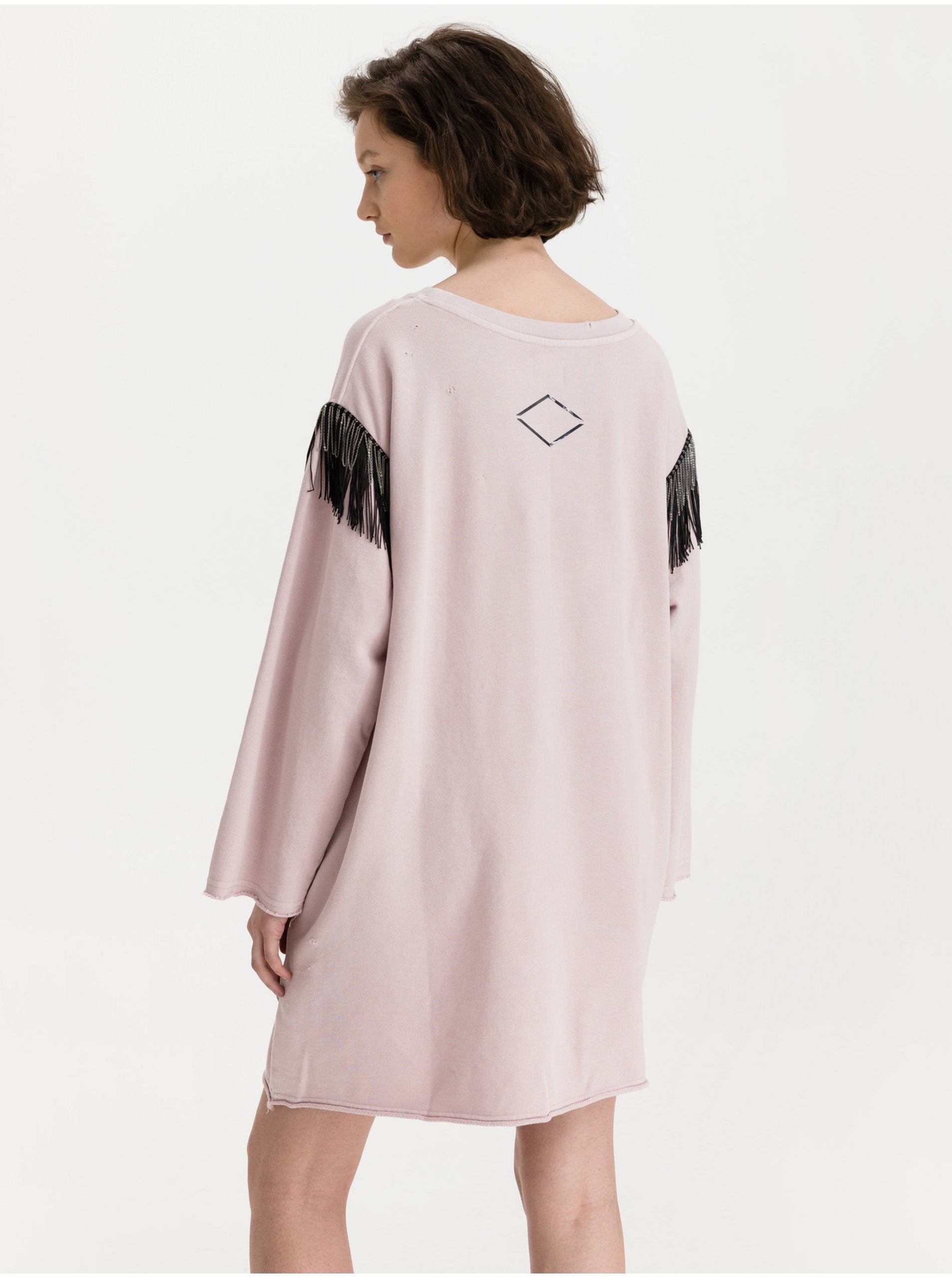 Women's blouse/dress Replay with fringes and torn effect, pink