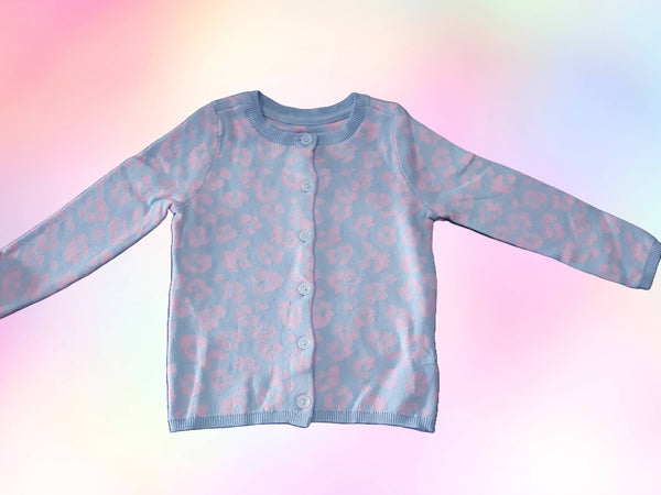 Детска плетена жилетка от чист органичен памук, синьо-розова