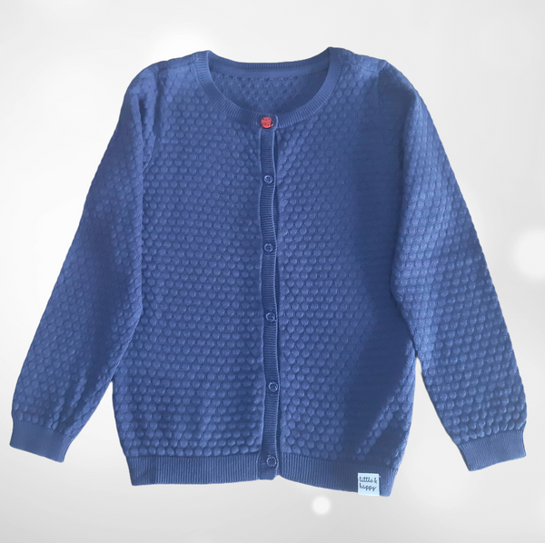 Детска плетена жилетка, синя