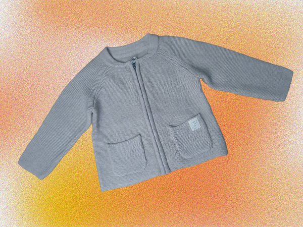 Детска плетена жилетка от чист органичен памук, бежова