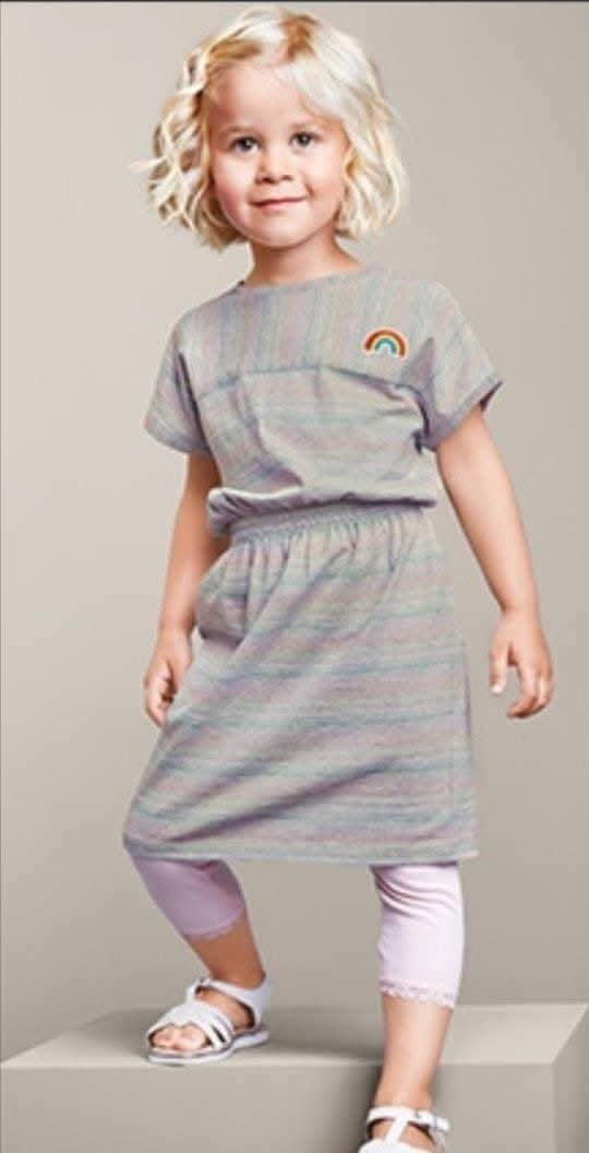 Детска памучна рокля, сива