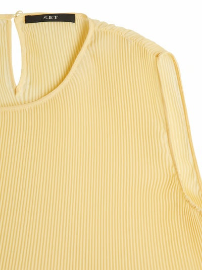 Set Summer pleated mid-length dress, yellow