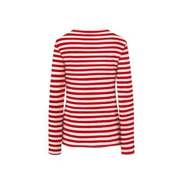 Блуза с дълъг ръкав райе, червена-бяла, XL 48/50