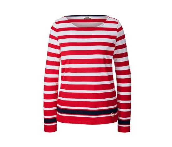 Блуза с дълъг ръкав райе, червена-бяла, XL 48/50