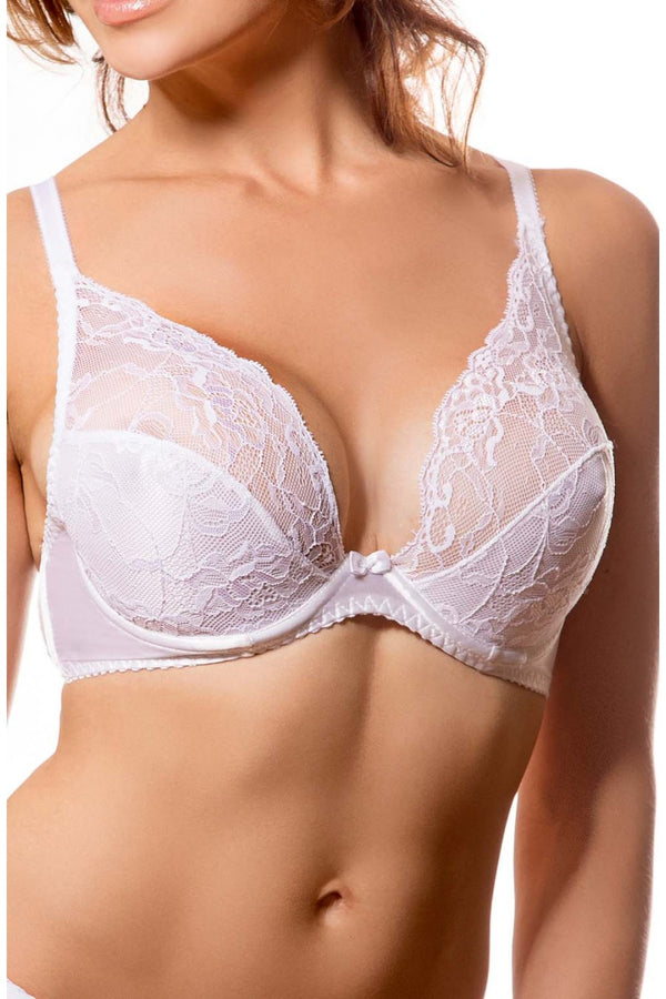 Триъгълен сутиен с дантела в бяло PariPari Cathrine