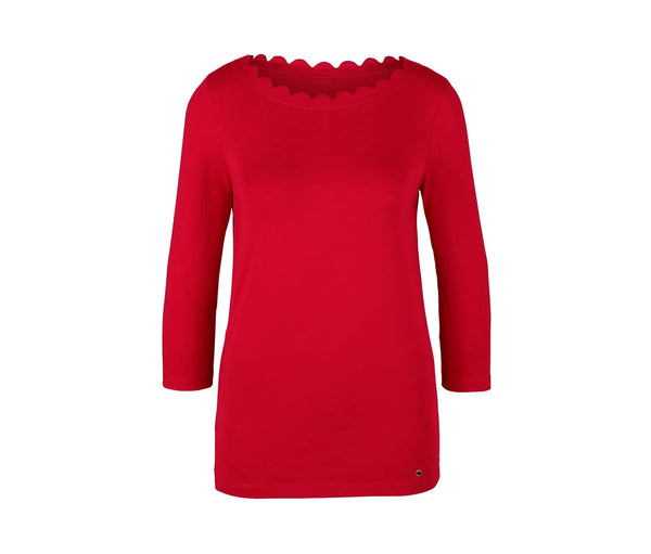 Дамска памучна блуза с 3/4 ръкав, червена, L 44/46