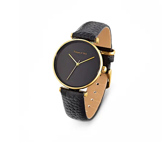 Дамски часовник с кварцов механизъм от неръждаема стомана, черен