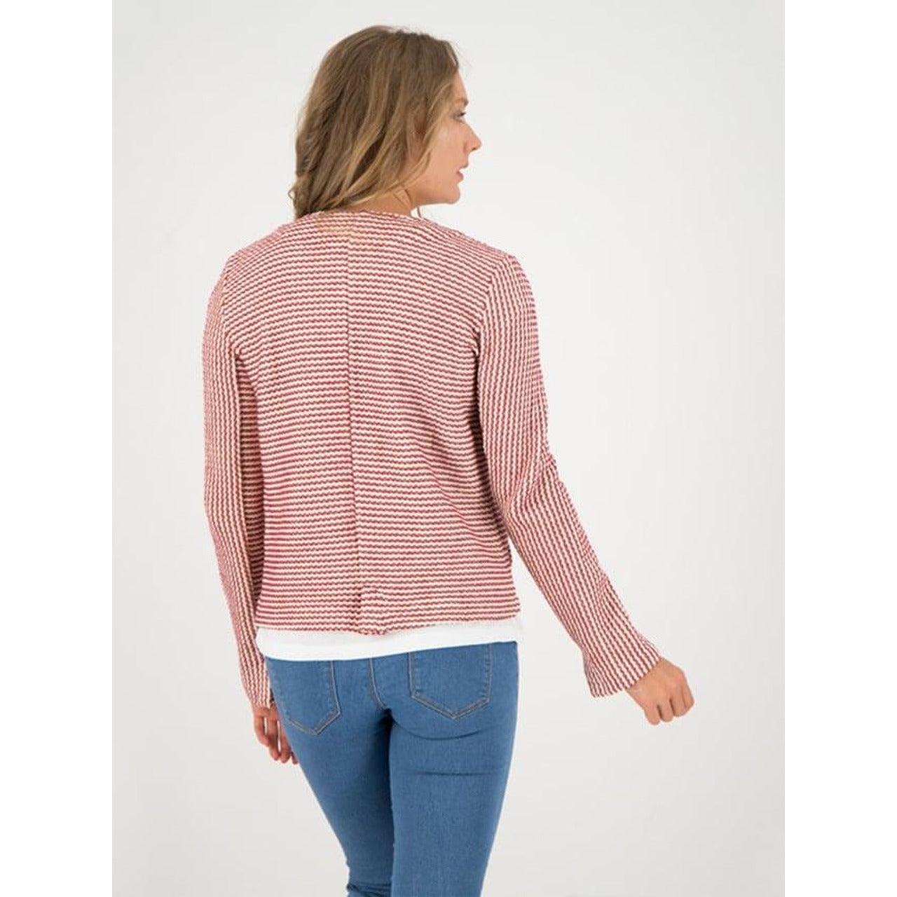 Women's cotton jacket with red and white patterns ZABAIONE