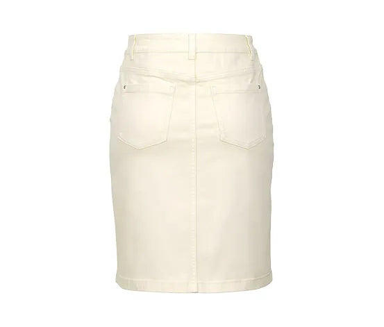 Дънкова спортно-елегантна пола, бяла с контрастни шевове, 36