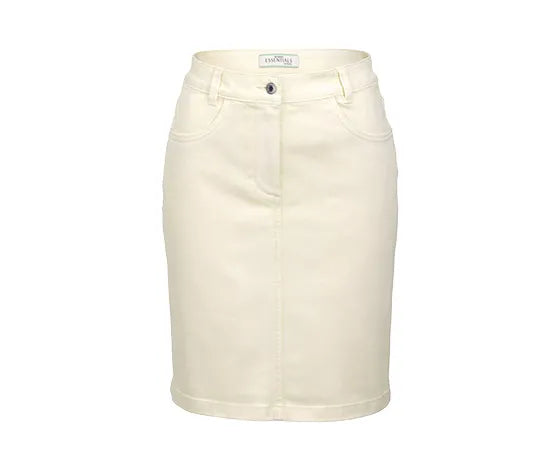 Дънкова спортно-елегантна пола, бяла с контрастни шевове, 36