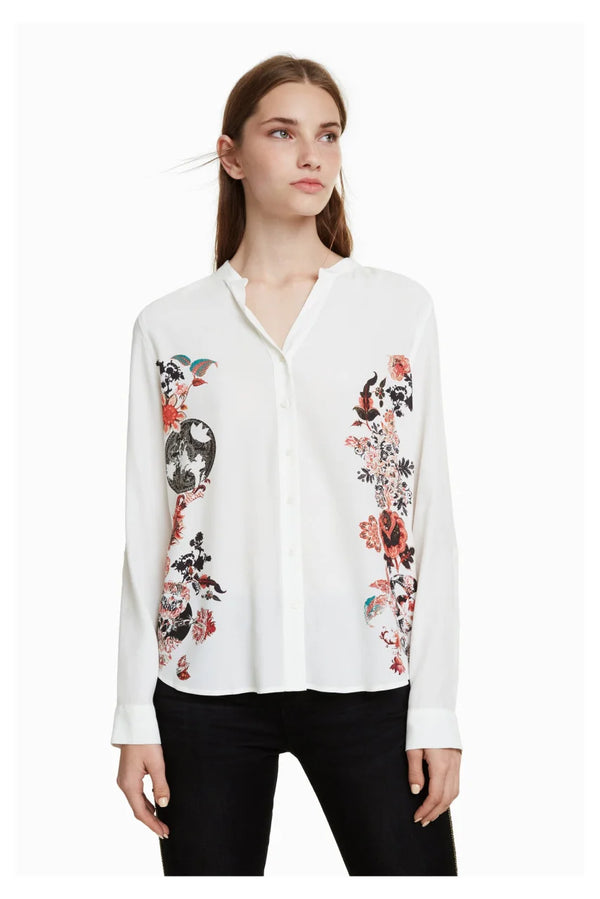 Desigual Randers women's blouse, white with floral print