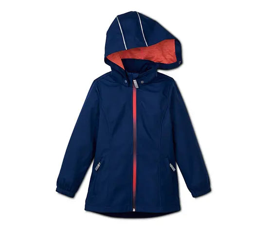 Детско софтшел яке с качулка, тъмно синьо, 170/176