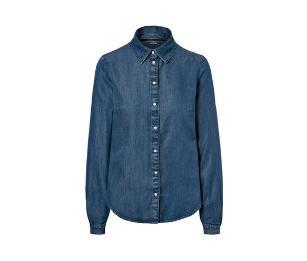 Дънкова риза с дълъг ръкав, синя, 36