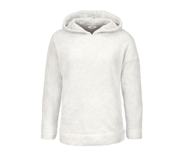 Плюшен уголемен суитчърт с качулка, светло сив