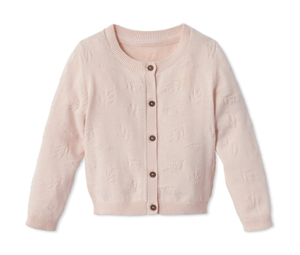 Памучна детска жилетка от фино плетиво, розова