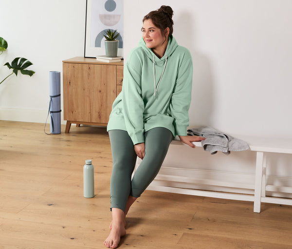 Спортен памучен суитчърт с дълъг ръкав, зелен