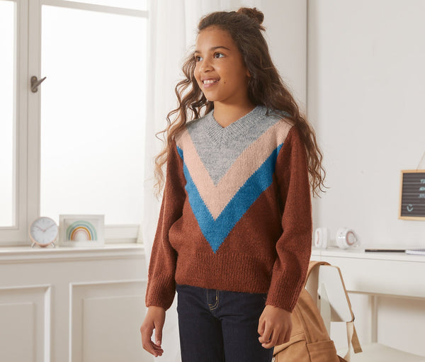 Детски плетен пуловер с вълна, разноцветен