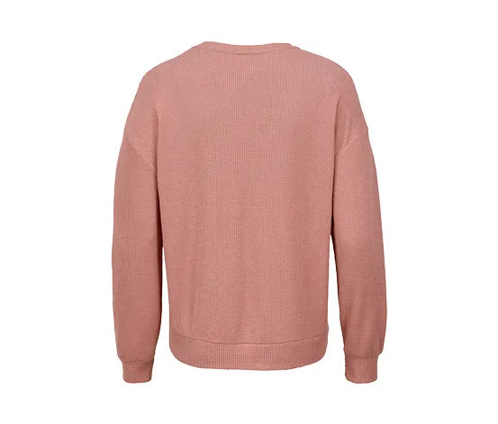 Women's sporty-elegant blouse, embossed fabric, rose ash color