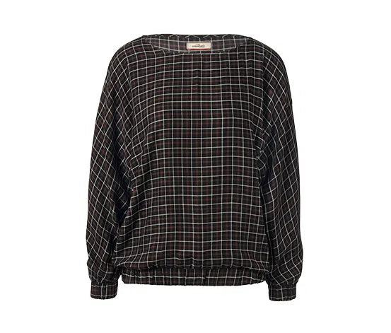 Карирана блуза с прилеп ръкав, 38