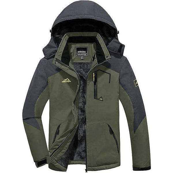 KEFITEVD Мъжко водоустойчиво ски/сноуборд яке, зелено-сиво, 2 XL