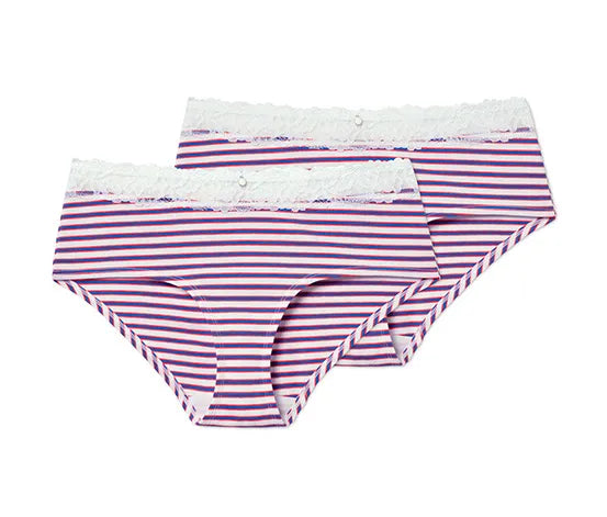 Комплект бикини два броя райе, бяло-синьо-червено