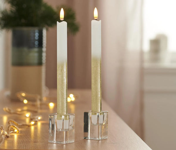 Комплект LED свещи от истински восък, кремаво-златист цвят