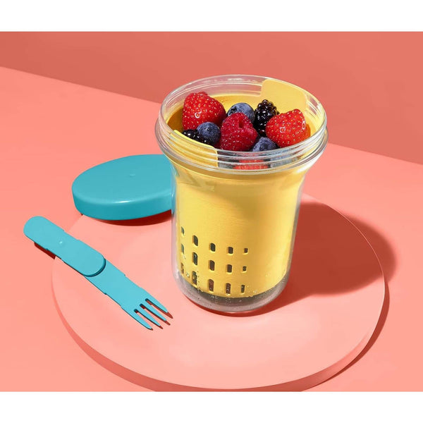 Кутия за салата и плодове, жълта