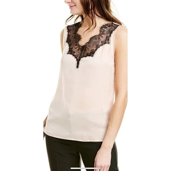 Escada Дамска блуза без ръкави с дантела, цвят Праскова