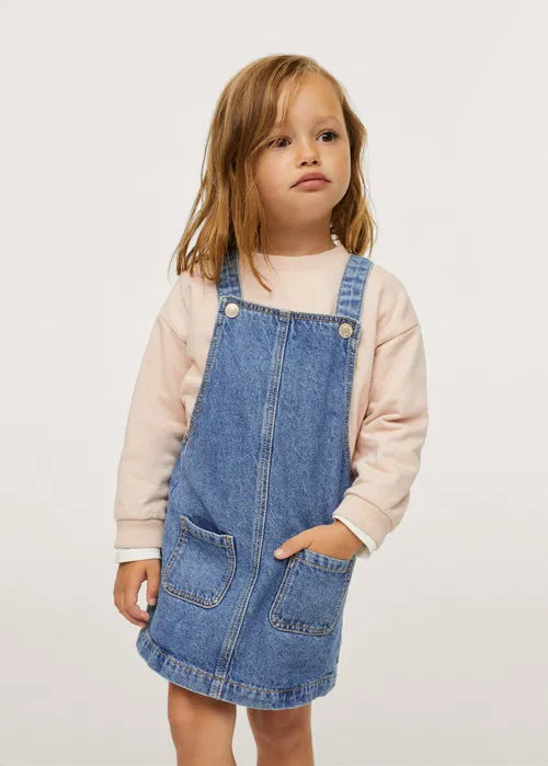 Дънкова рокля за момиче от органичен памук, син деним