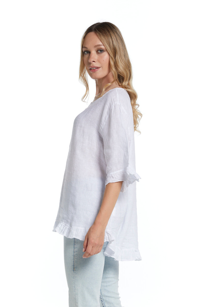 Le Monde Du Lin Women's linen tunic, white