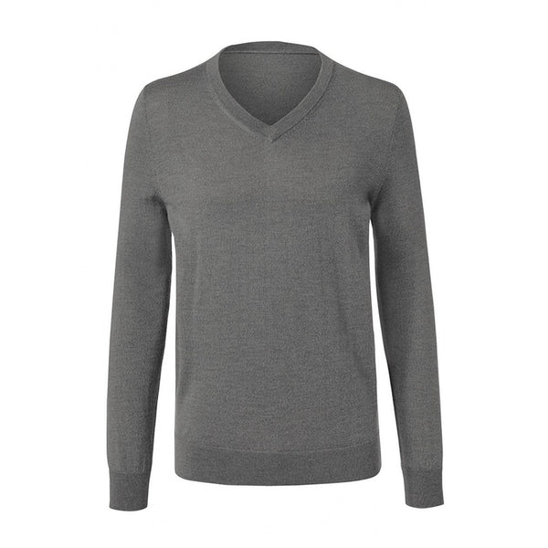 Мъжки вълнен пуловер с V-образно деколте , сив, L